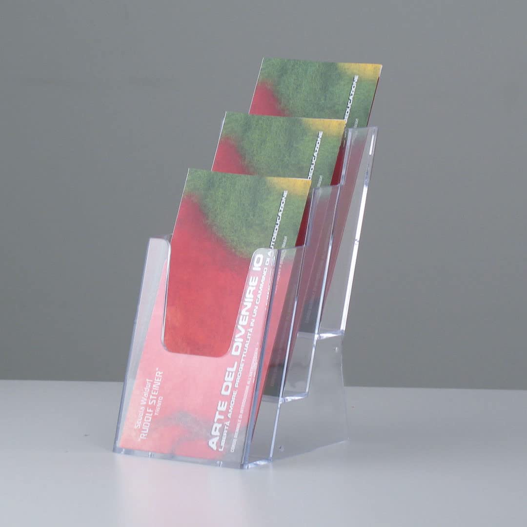 Espositore Portadepliant In Acrilico Danieli A5 - Per Tavolo, Trasparente, Confezione Da 5 Pezzi