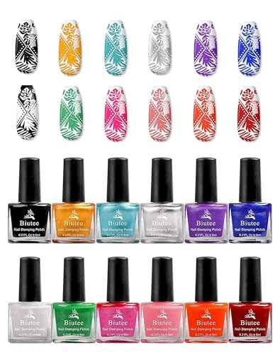 Biutee Esmalte Stamping 12 Colores Pintauñas para Placas de...