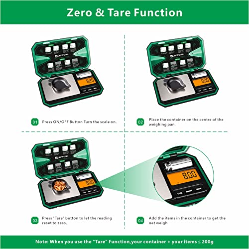 Uniweigh Digital Pocket Scale 200G/0.01G, Digital Scale Grams, Mini Jewelry Scale, Coins Scale With 50G Cal Weights For Powder, Weed (Battery Included)-Green #TOP3