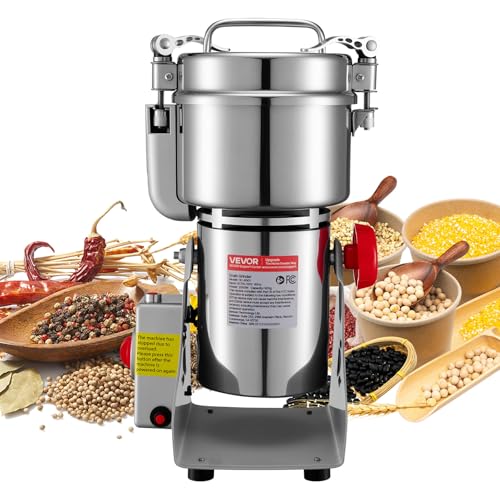 VEVOR Moulin à Grain Électrique Capacité 800 g, Broyeur à Épices 2100 W Haute Vitesse, pour Moudre Rapidement Grains Secs Céréales Café Maïs et...