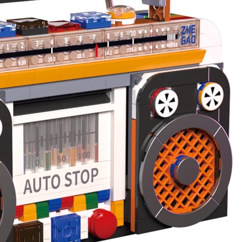 ELAICREE Typewriter Walkman Television Building Toys, Collectible Vintage Display Model Office Room Decor, 660 Pieces Model for Adults Girls Boys Kid Toys Gift (Vintage Radio)