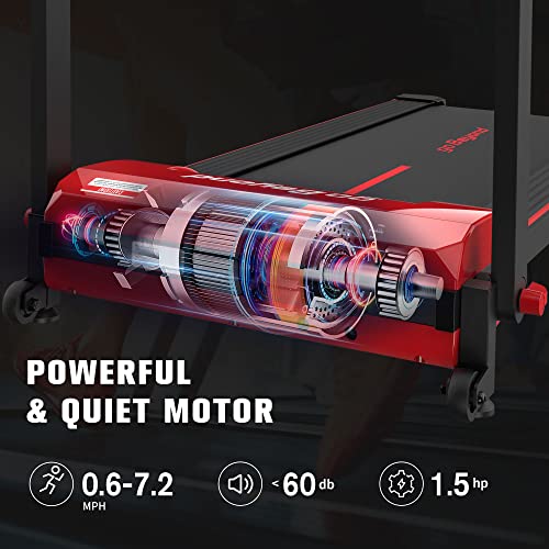 Folding Treadmill, 1.5Hp Foldable Treadmill 300 Lb Capacity With Led Display, 12 Preset Programs, Heart Rate Senor, Walking Running Exercise Machine For Home Office, Installation-Free #TOP3
