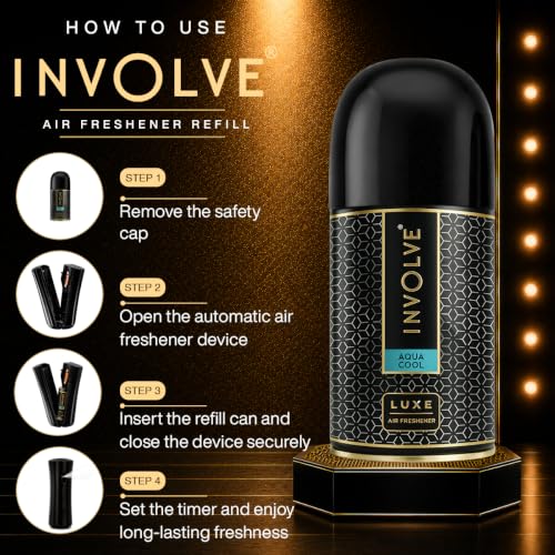 Image of Involve Luxe Combo - Aqua Cool & Fresh Glacier - Pack 2 | Automatic Room Fresheners Refill | 2200 Sprays Guaranteed | Lasts up to 60 days (225ml * 2) | Automatic Home Fresheners