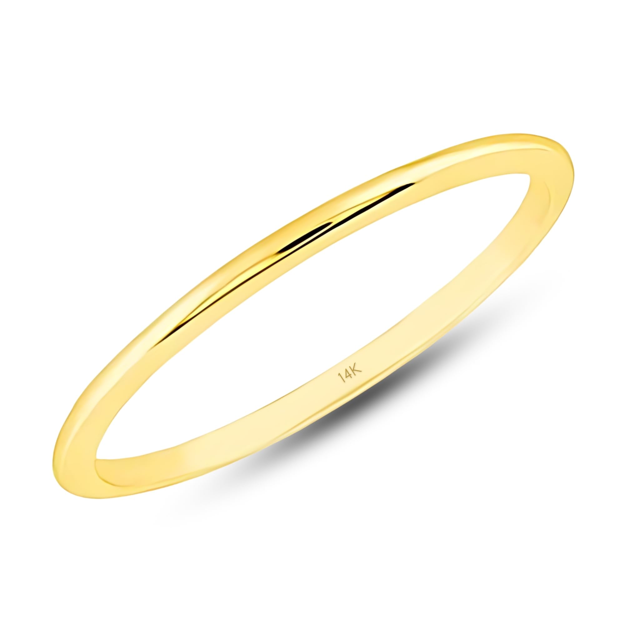 MAX + STONE 1MM Thin 14k Gold Wedding Band Ring
