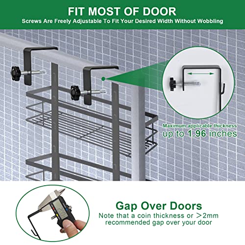 Over The Door Shower Caddy, 5-Tier Adjustable Hanging Shower Organizer Rustproof Metal Bathroom Storage Shelf Shower Basket With Soap Holder & Suction Cup For Shampoo, Conditioner #TOP3
