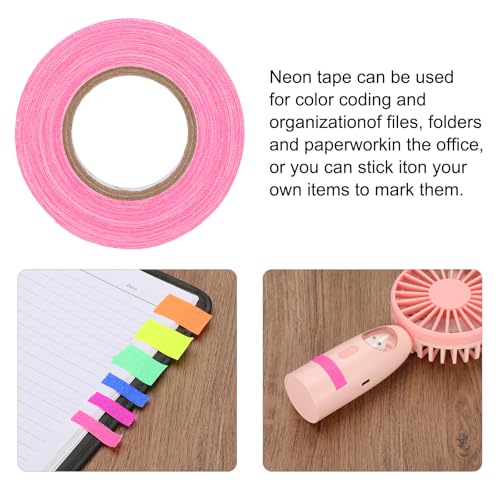 Image of PATIKIL Neon Gaffer Cloth Tape, 0.4 Inch x 65.6 Feet Colored Cotton Glow Tape Markers Fluorescent Blacklight Glow in The Dark Reflect Tape Stickers for Party Decorations, Pink