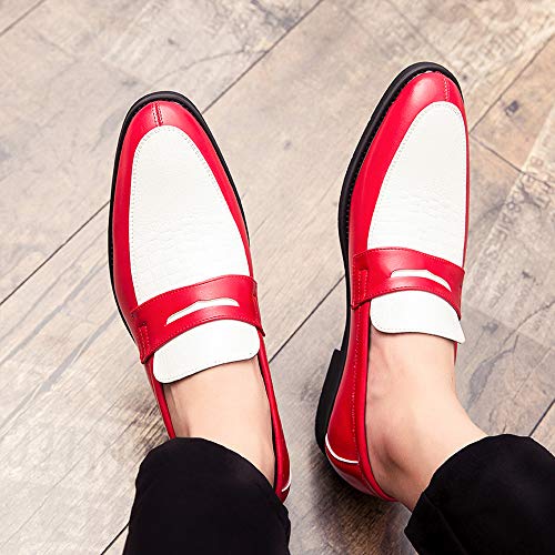 Image of HuitJours Men Two Tone Colors Penny Loafer Slip On Pull on Dress Shoes Casual Boat Shoes Moccasins