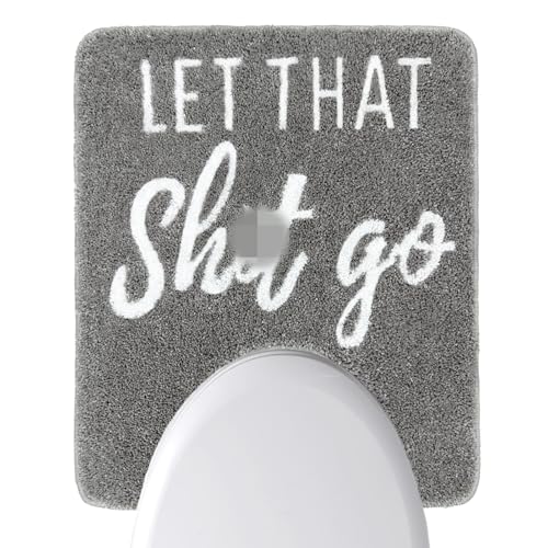 Homantic Fun Toilet Rug U Shaped Toilet Mat Floor 50x60cm Non Slip Washable Gray Bathroom Rugs Water Absorbent Funny Bathroom Decor Let That Go Sign