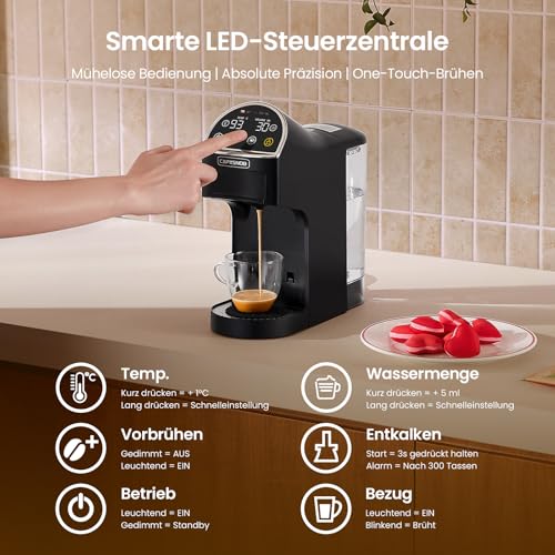 Magician2 5 in 1 Kapselmaschine für Nespresso, Dolce Gusto, Lavazza A Modo Mio, ESE 44 Pads und Kaffeepulver, 20 Bars, 1400W, 1,2 L, LED-Display, Espressomaschine | Kaffeemaschine für Zuhause und Büro 3