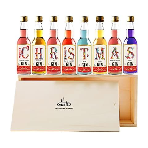 Christmas Novelty Selection Box | Premium Miniature Flavoured Gin Tasting Gift Set | 40ml Each (Pack Of 8) Cover