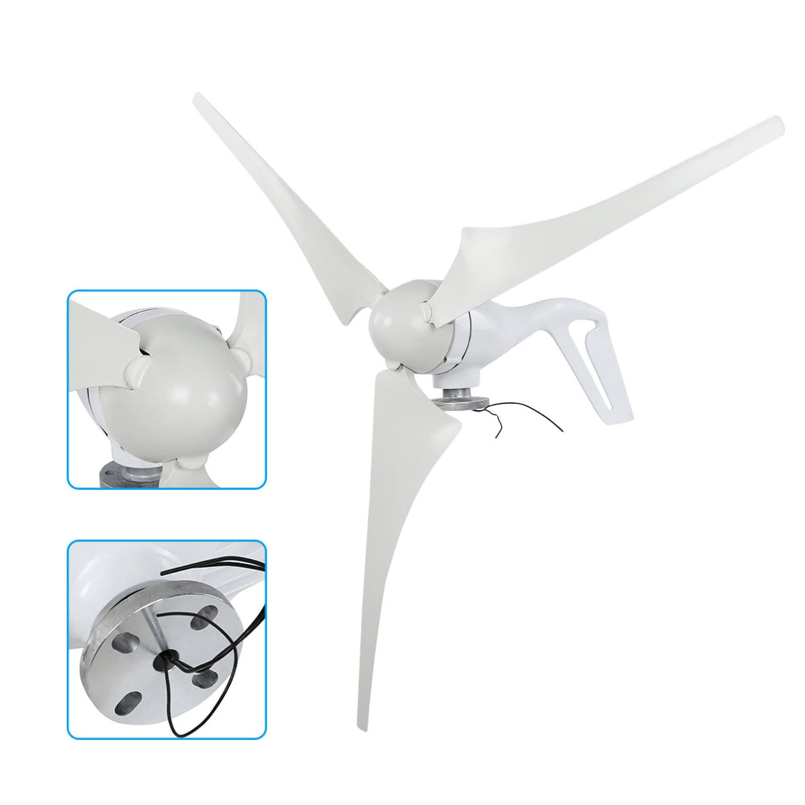 Fafeicy Generatore Eolico S3 300W Generatore Eolico 300W 3 Pale 630mm, con Pale in Fibra di Nylon e Cuscinetto a Sfere a Doppia Scanalatura per Uso Domestico Fuori Rete (24V)