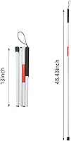 Vista 5 de Folding Blind Cane Walking Stick with Red Reflective Tape for The Blind and Visually Impaired People,48 inch Collapsible Non-Slip Aluminum Cane