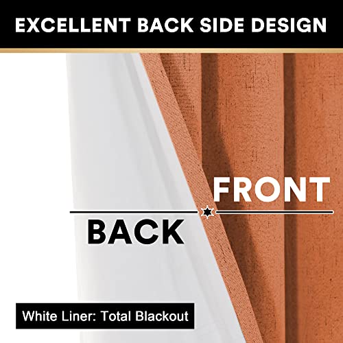 Image of PrinceDeco 100% Linen Blackout Curtains Extra Wide Thermal Insulated Door Curtain Grommet Top Curtain Drapes for Living Room /Sliding Glass Door,W100 X L96 Inch,Oragne