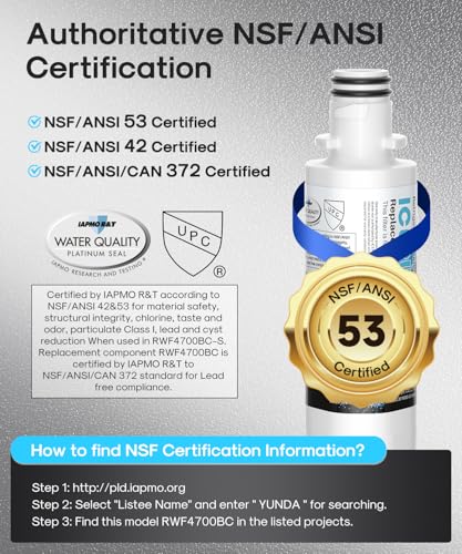 Image of ICEPURE PLUS ADQ747935 LT1000PC NSF /ANSI 53 Certified Refrigerator Water Filter, Remove Lead, Replacement for LG LT1000P /PC /PCS, MDJ64844601, ADQ74793501, LFXS26973S, LMXS28626S, 46-9980, 3PACK