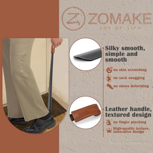 Image of ZOMAKE Long Shoe Horn for Seniors Men,Metal Shoehorn Long handle for Boots, Shoe Spoon Helper