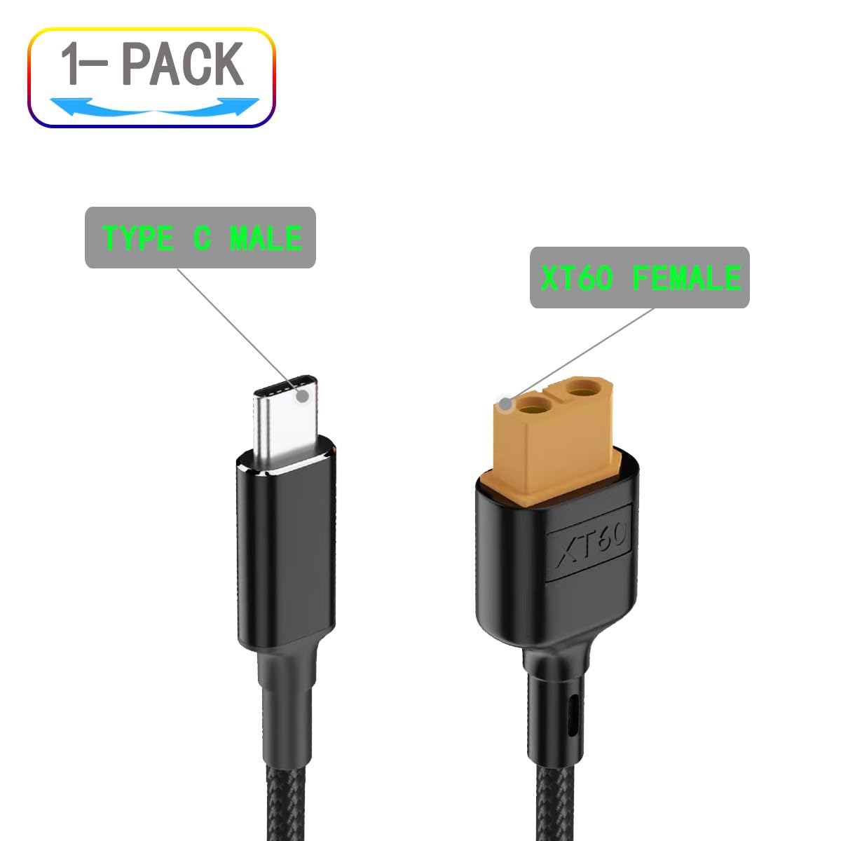 ZJKJHJY Type-C Male to XT60 Female Charging Cable,XT60 Adapter Cable,XT60 Charging Cable for M7 M6 M6D Charger Fatshark Skyzone FPV Monitor Power