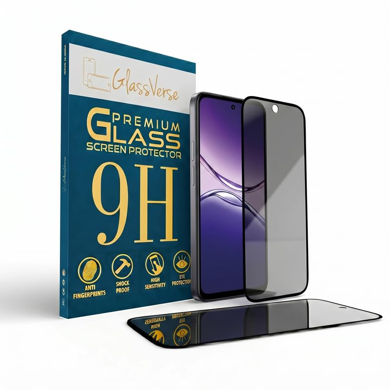 Image of GlassVerse Ultra Privacy Tempered Glass For Oppo K13x 5G (PACK OF 1) with Free Installation Kit. Edge To Edge. (In-Screen FingerPrint Lock will not work with the Privacy Guard) - 6.67 inch