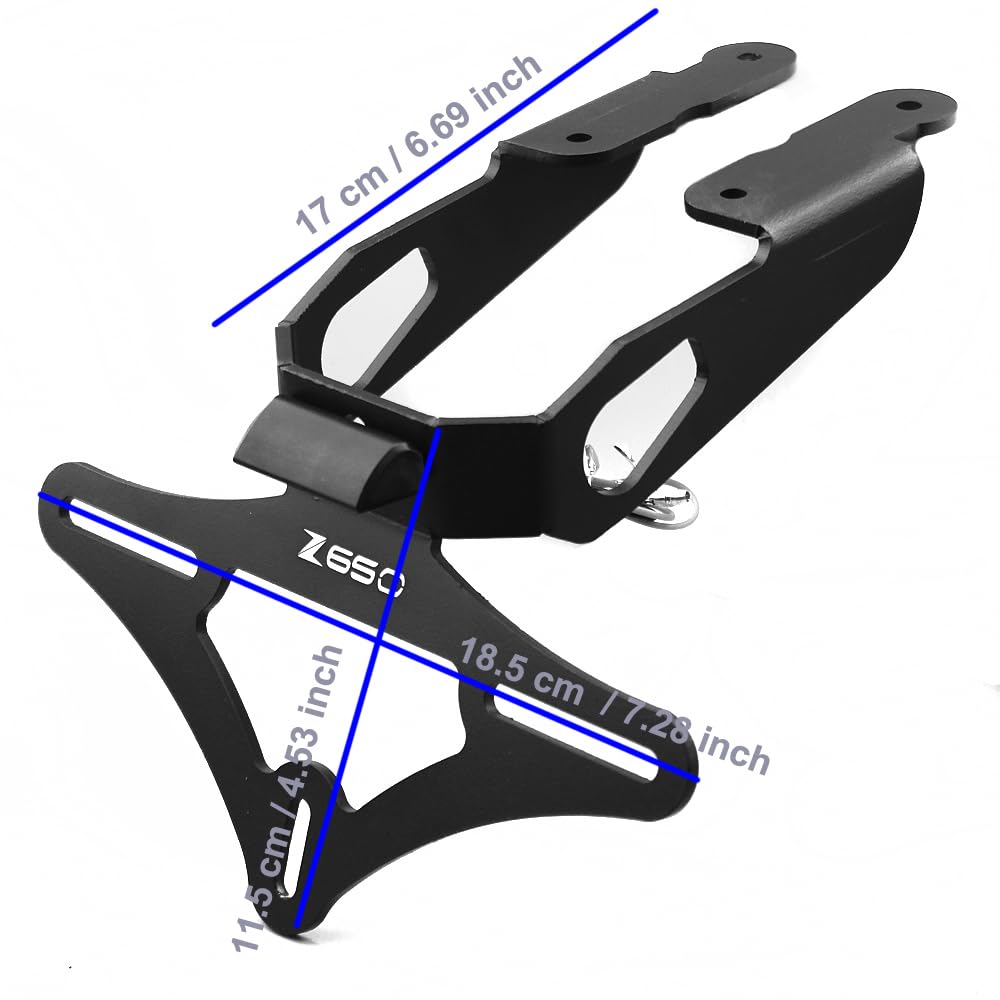 Staffa per Targa Compatibile con Z650 2018-2024, Eliminazione Parafango, Supporto per Targa, Paraspruzzi, Alette Anti-Fanghiglia, Protezione Paraurti, 2024 2023 2022 2021 2020 2019 2018