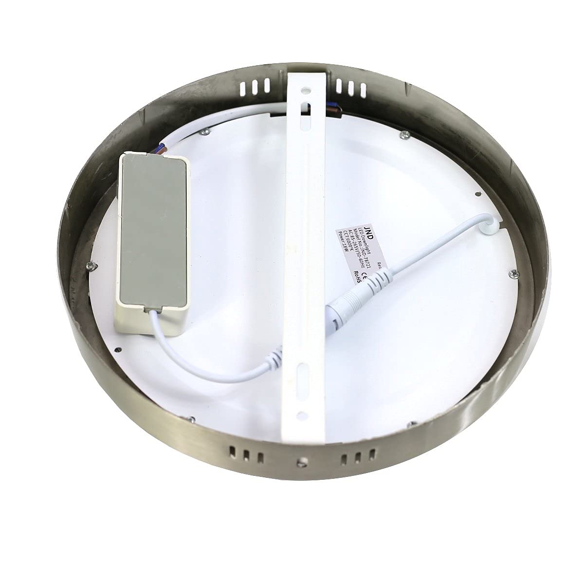 Jandei - Pack x5 Downlights Plafones LED 12W Redondo De Superficie, Ø 175 milímetros, Luz Blanca Fría 6000K, 960 Lúmenes, Aro Color Acero. Perfecto para Iluminar Oficinas, Salones, Cocinas, Baños