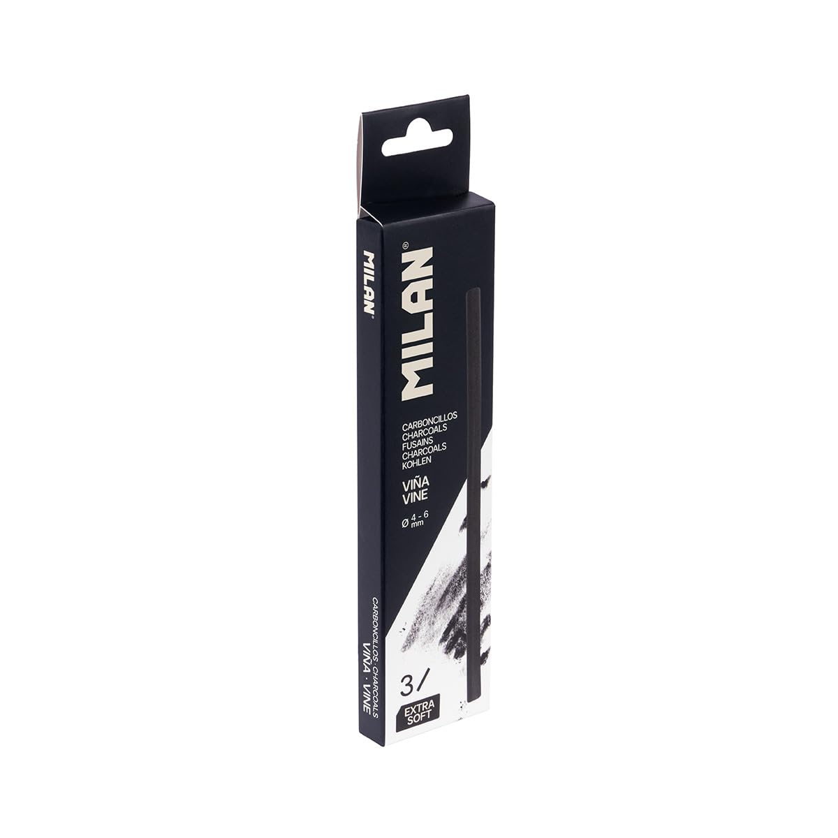 MILAN® Box 3 sticks of extra soft vine charcoal