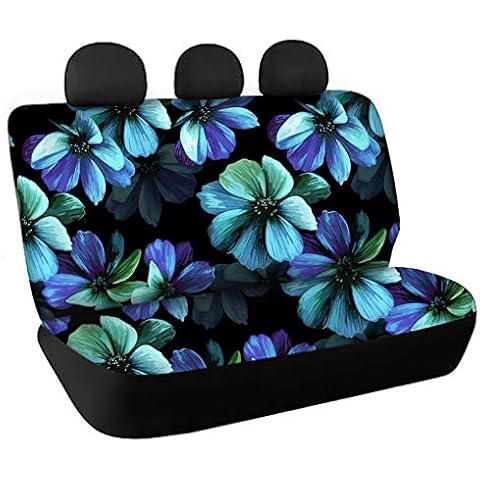CLOHOMIN Hawaiian Hibiscus in Teal Back Seat Covers Tropical Flower Car Rear Seats Backrest Bottom Cushion 4 Season fit, Heavy Duty & Machine Washable Cover