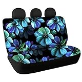 CLOHOMIN Hawaiian Hibiscus in Teal Back Seat Covers Tropical Flower Car Rear Seats Backrest Bottom Cushion 4 Season fit, Heavy Duty & Machine Washable