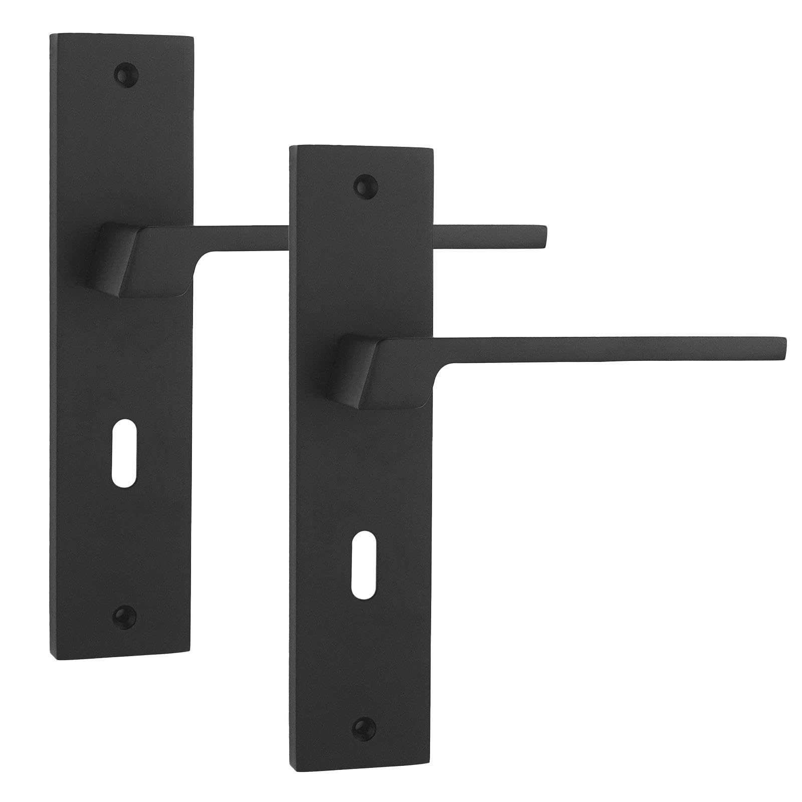 Decoranddecor Spectra Matt Black Internal Door Handle Set with Keyhole Backplate & Lever Mechanism, Featuring 120mm Handle & 200x45mm Panel for Modern & Traditional Interiors