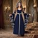 HAPNBCELE Medieval Dress for Womens, Renaissance Princess Costume Long Sleeve Dresses with Hood Evening Feast Party Halloween (Royalblue, Large