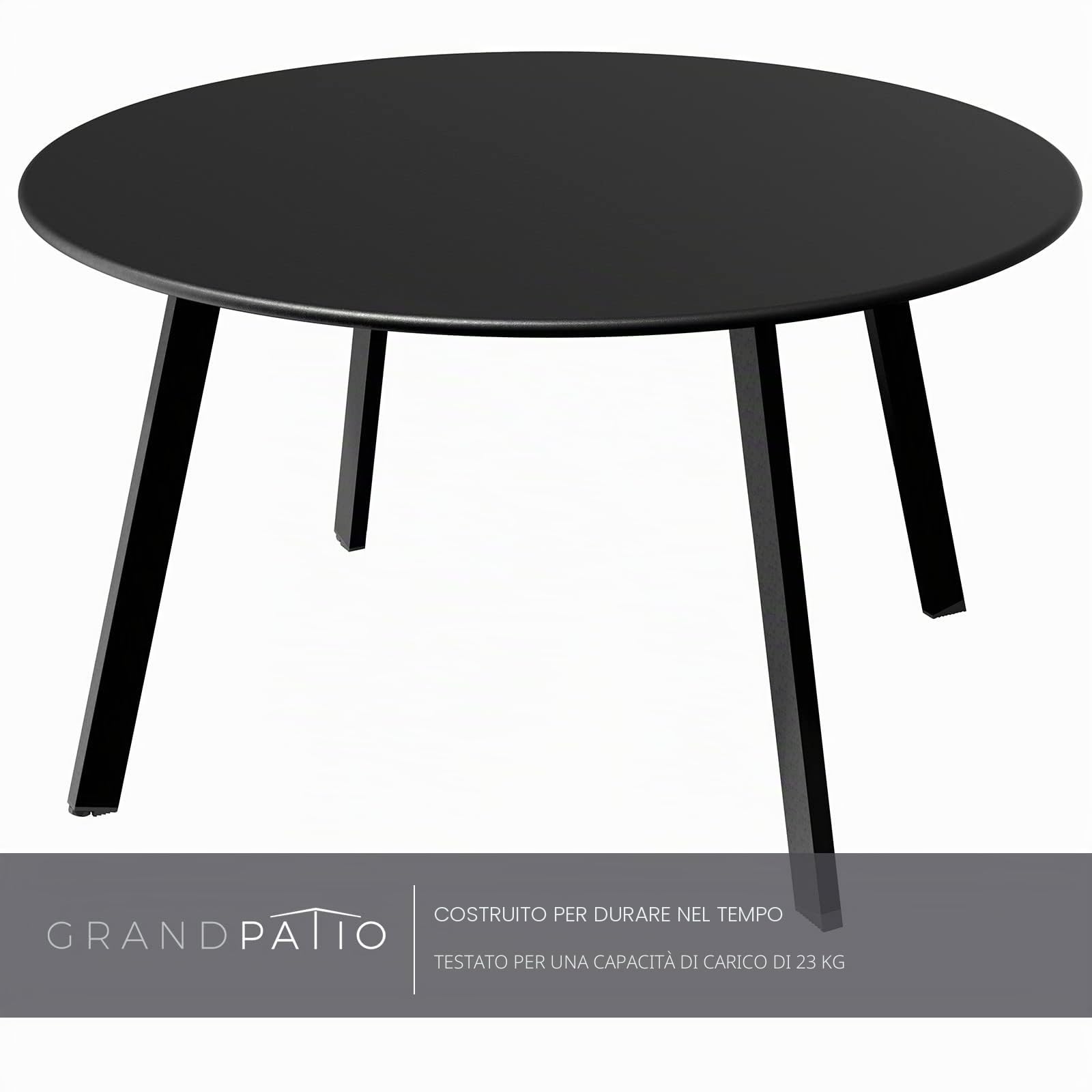 Tavolino rotondo da esterni Grand patio 70x70 cm nero leggero