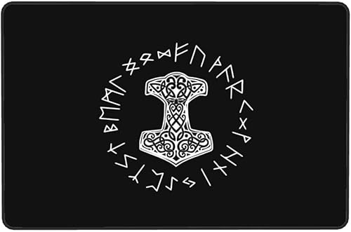 Miniatura 7 de Mjolnir and Rune Wheel Norse Mythology Symbol Carpet Indoor and Outdoor Door Mats, Anti Slip Floor Mats