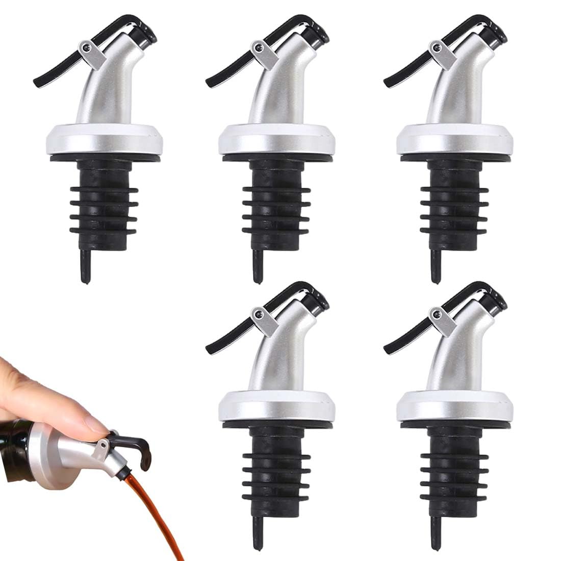 BALTRE Set 24 Versatori Per Liquori In Acciaio Inox - Con Tappi Antipolvere In Silicone - Adatti Per Bottiglie 3/4 - 3