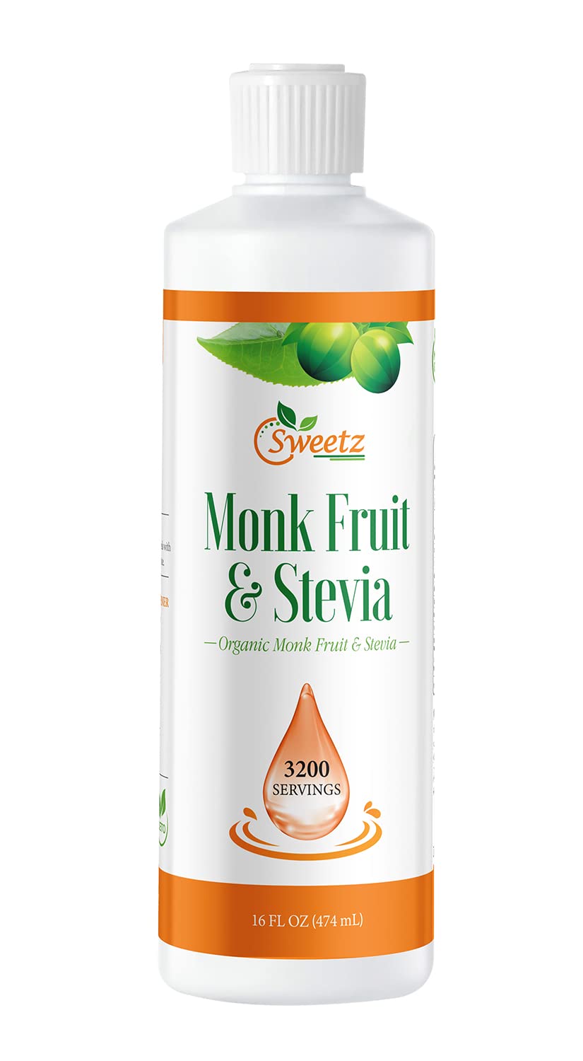 Monk Fruit & Stevia Liquid Sweetener Drops - Natural Sweeteners & Sugar Alternatives - Delicious Blend with No Bitter Aftertaste - Concentrated