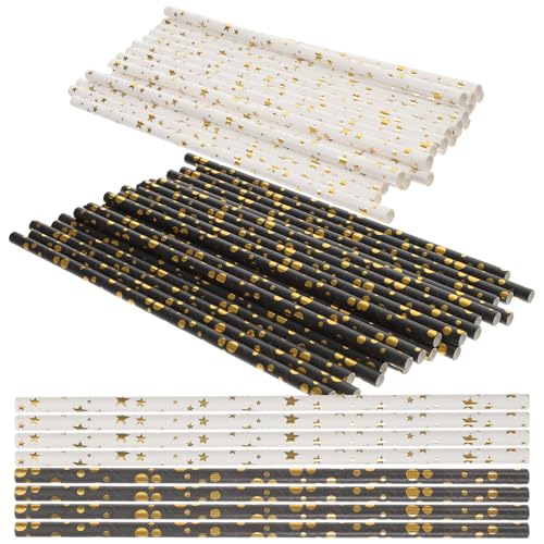 Yardwe 100 piezas pitillos de papel dorado desechables miniatura 1