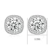 Jane Stone Fashion Sterling Silver Halo Stud Earrings S925 with Cubic Zirconia CZ Square Crystal Jewelry for Women