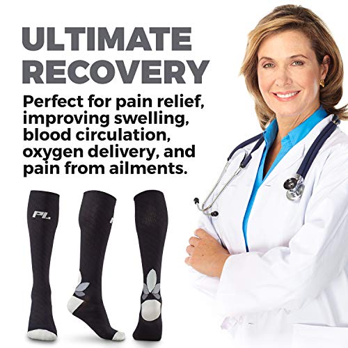 Image of POWERLIX Compression Socks for Women & Men (Pair) for Neuropathy Swelling Pain Relief 20-30 mmHg Medical Knee-high Stockings