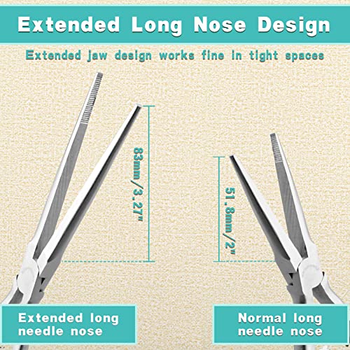 SPEEDWOX 7.5" Extra Long Needle Nose Pliers with Anti-Loss Lanyard Needle Remover Pliers with Serrated Jaw for Jewelry Making Bending Wire and Small Object Gripping for Hard to Reach Narrow Spaces - Image 3