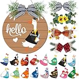 Seasonal Interchangeable Welcome Home Sign,Graduation Porch Goose Welcome Sign Front Door Decor With 4 Seasonal Wreaths and 32 Changeable Icons, Rustic Wood Wall Porch Hanger for Holiday Halloween Christmas Housewarming Gift