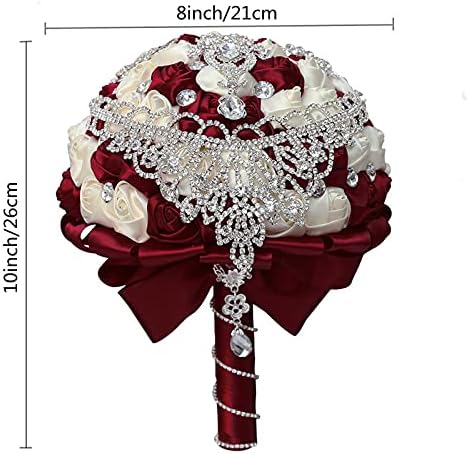 XINNI-Handmade-Wedding-Bouquet-Rhinestone-Red-Ivory