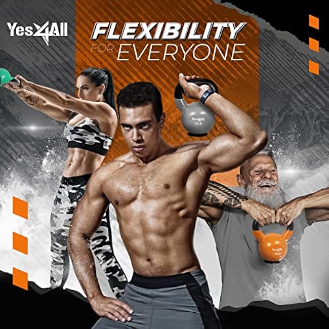 Yes4All Kettlebells Rubber Base, Kettlebell Set for Women, Strength Training Kettlebells Weights (10-65 lbs)