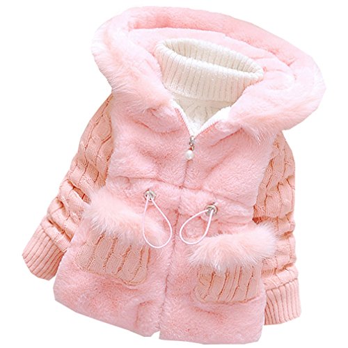 MINKIDFASHION Baby Girls Winter Autumn Warm Jacket Coat (1T, Pink)