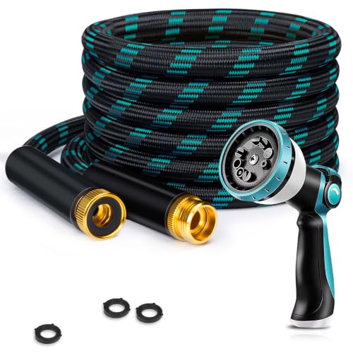 BazeSync Garden Hose 25FT, Ultra Lightweight with 10-Function Nozzle