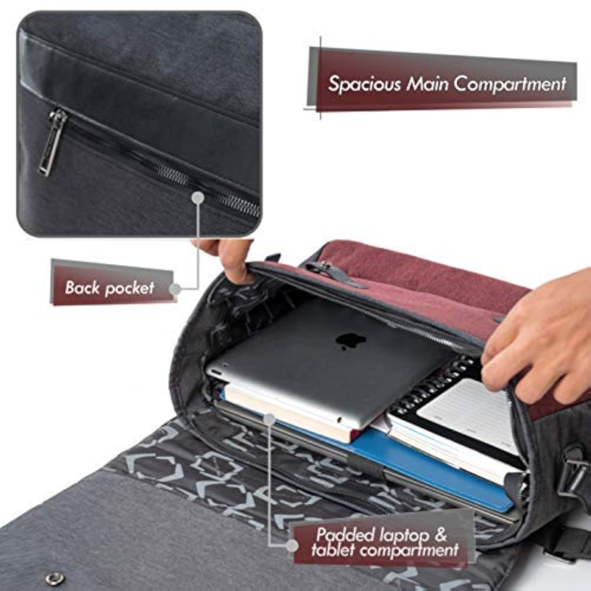 Basel Grey-Maroon Messenger Bag, Stylish and Functional