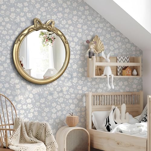 Image of 28x28 inch Bow Mirrors for Wall, Round /Circle God Decorative Wall Mounted Mirror, Irregular Mirrors Suitable for Bedroom, Hallway, Living Room Decoration, Bathroom Sink