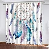 HOMEIEU Rideaux Occultants/Isolation Thermique/Réduction du Bruit, Rideaux Attrape-Rêves 3D, Chambre/Salon/Chambre d'enfants/Balcon (L117xH138cm-2PCS)
