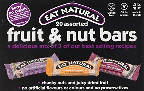 Eat Natural Bars – 20 Assorted Fruit & Nut Cereal Bars Multipack – 7x Almond & Sultana, 7x Almond & Apricot, 6x Cranberries & Macadamias – Gluten Free Snack Bars