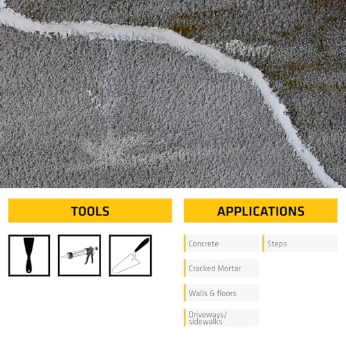 DRYLOK Masonry Crack Filler, 10.5 fl. oz – Seals & Waterproofs Cracks in Concrete, Masonry, Walls & Floors, Fast-Setting, Paintable in 1 Hour, Indoor/Outdoor Use, Gray - Image 6