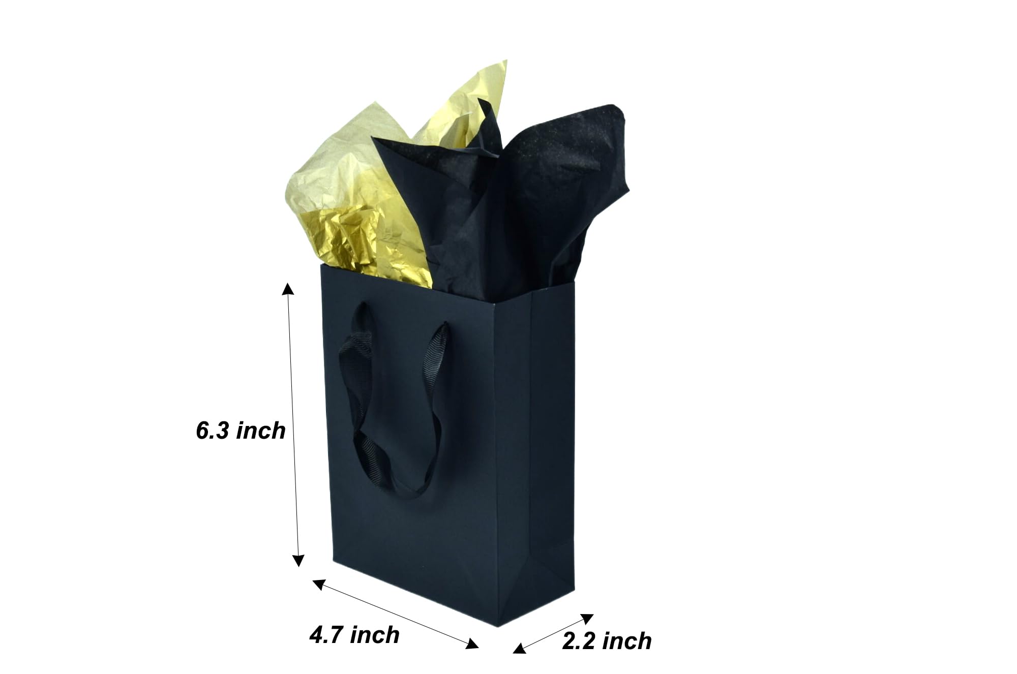 JUNESHE Mini-Geschenktüten Mit Griffen 4 Stück | 11,9x5,6x16,3 Cm, Inkl. Seidenpapier | Weiße Kleine Papiertüten Für Schmuck & Kleinigkeiten