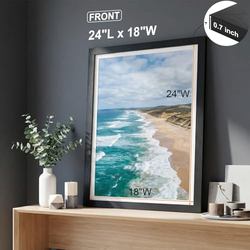 Image of HOUSE DAY 3 Pack Poster Frames 18 x 24 Wood and Polished Plexiglass 18x24 Frame without Mat or 16x20 with Mat, Horizontal or Vertical Wall Mounting 18 x 24 Poster Frame 18x24 Poster Frame Black Frames for Large Size Picture
