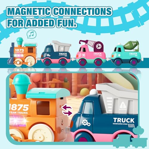 MORECOLL Electric Train Set for Toddlers & Kids w/Music, Lights & Tracks - First Choo Choo Train, Magnetic Connection, Birthday Gifts for Boys and Girls by MORECOLL - Image 4