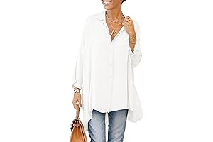 Women's Oversized T Shirts Button Down High Low Tops Blouse Dresses
